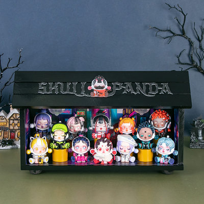 泡泡玛特SKULLPANDA夜之城系列盲盒场景收纳展示盒手办潮流礼物