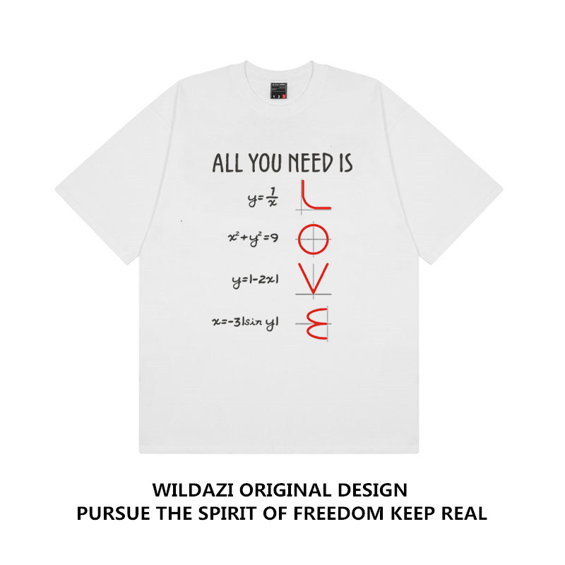 【爱的公式】原创小众设计纯棉浪漫简约英文印花学生男女短袖T恤