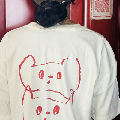 原创手绘卡通纯棉宽松短袖T恤