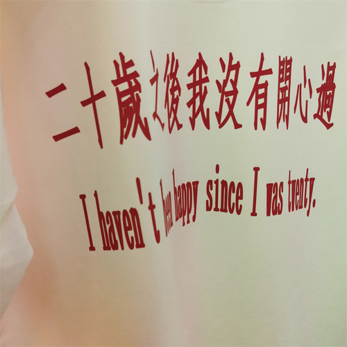 二十岁之后没有开心过 原创小众设计艺术感文字男女同款短袖T恤潮