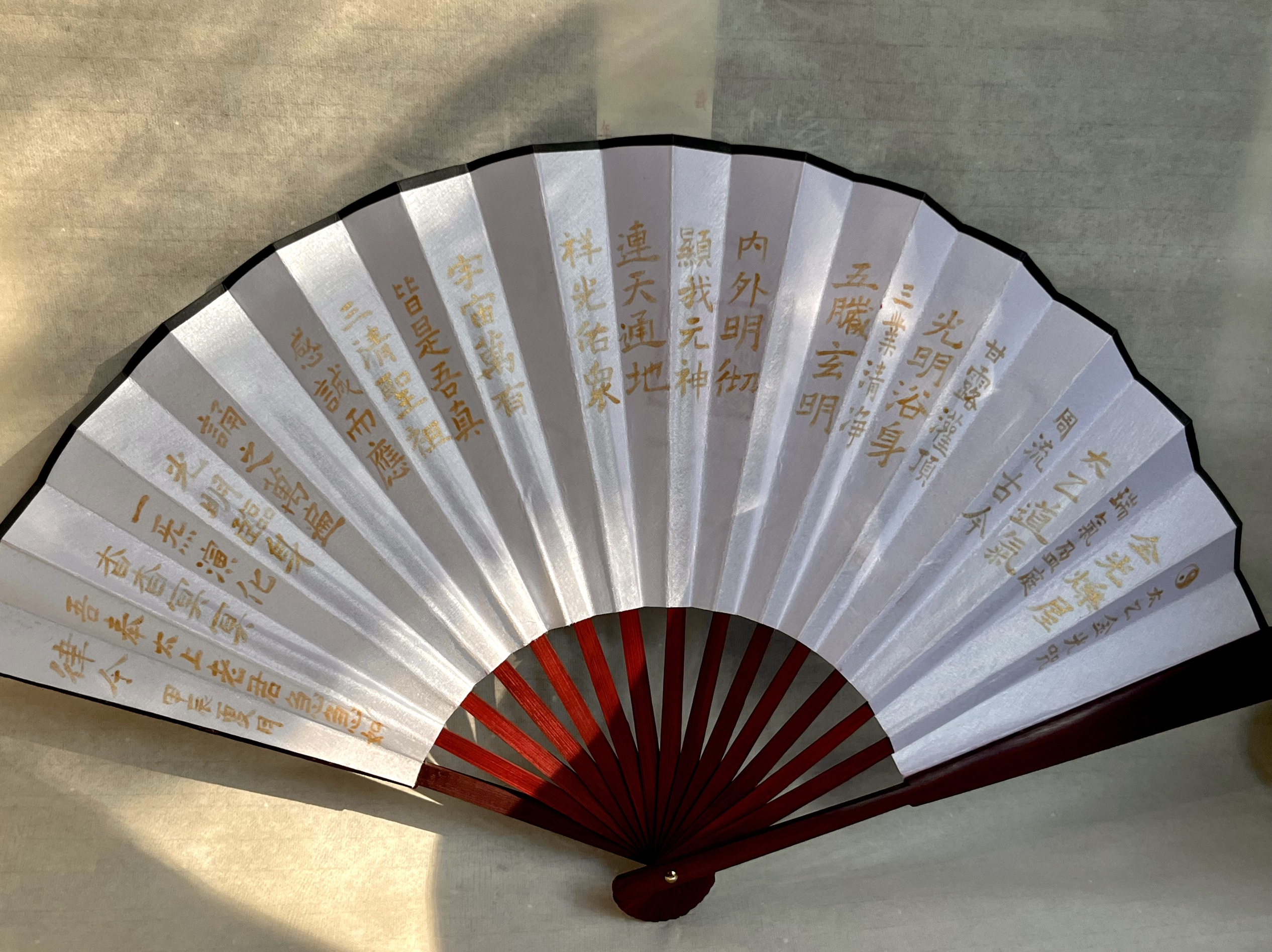 娟面折扇人亲手写书法太乙金光咒道家密咒护身平安