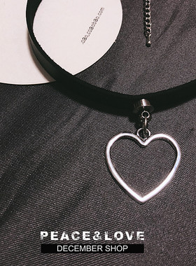 choker颈链项圈爱心皮质脖子饰品