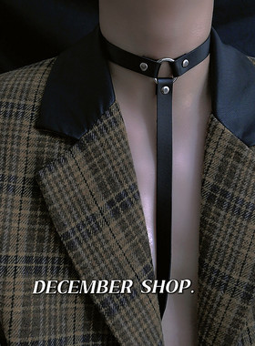 新品朋克领带项圈合金颈链性感脖圈摇滚男女拉拽choker配搭表演