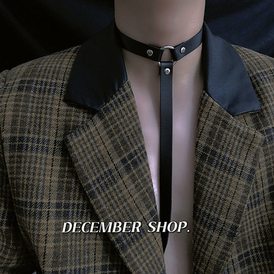 新品朋克领带项圈合金颈链性感脖圈摇滚男女拉拽choker配搭表演