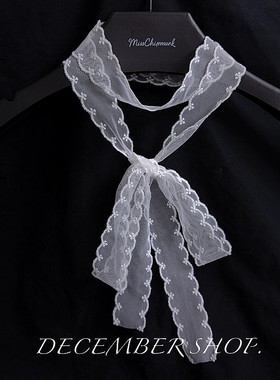 夏款仙气百搭长款围脖项圈项链白色花星星窄款丝巾锁骨颈带配饰