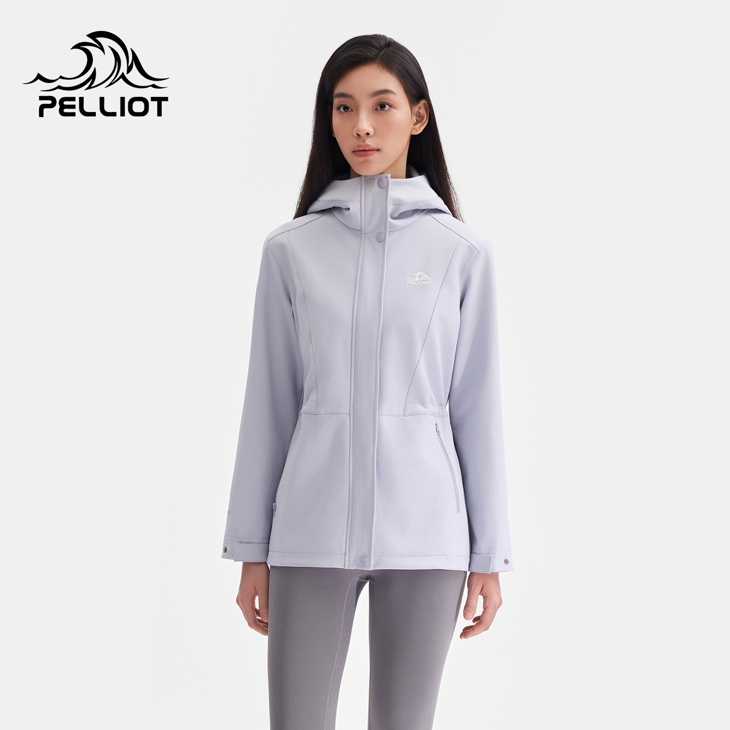 伯希和户外连帽防风保暖软壳衣女