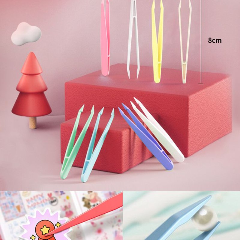 手账镊子DIY贴纸学生咕卡美甲工具儿童手工塑料夹子