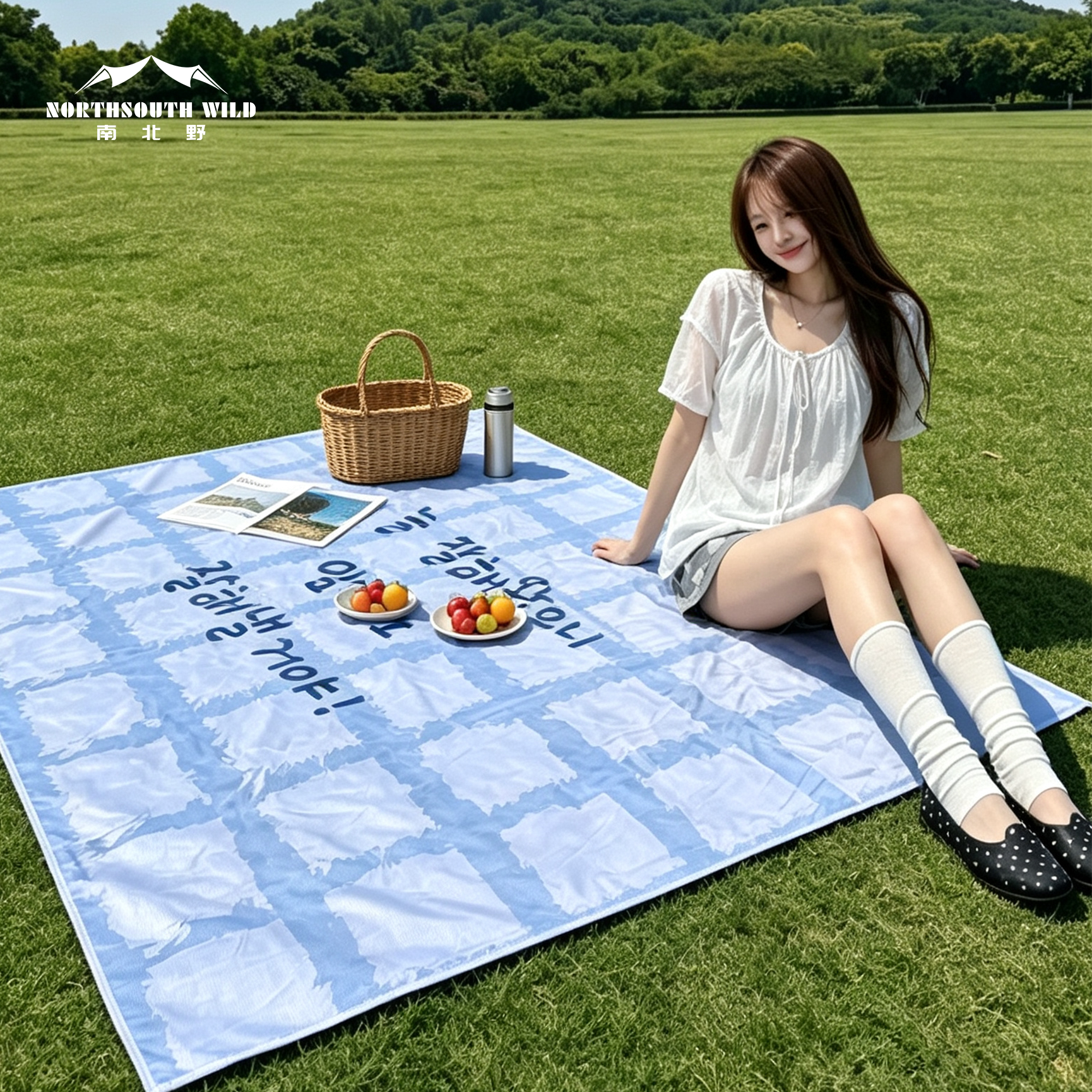 定制韩风户外露营沙滩野餐垫公园草坪防潮地垫春游垫子海边沙滩垫