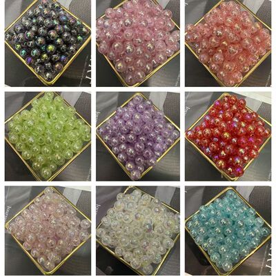 新款彩色通孔爆裂珠 泡泡珠 12mm 2号花杆专用 DIY手工制作配件