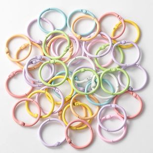 批发马卡龙色系书圈30mm浅色钥匙扣圈环开口活页圈拼豆DIY配件