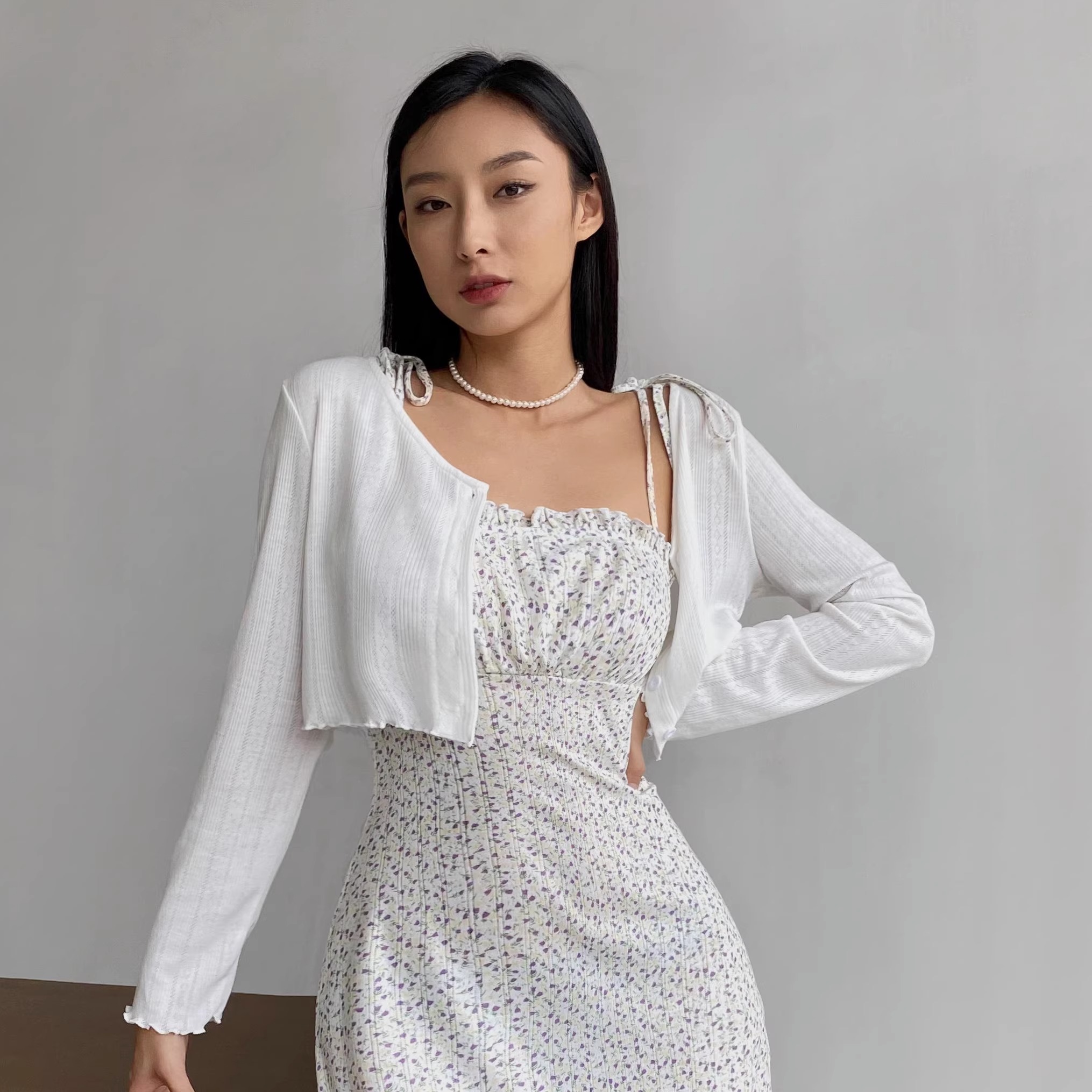 夏日冰沙浅色系防晒小开衫