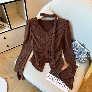 秋冬新款镂空修身显瘦别致纯欲风设计感小众气质打底衫长袖女上衣