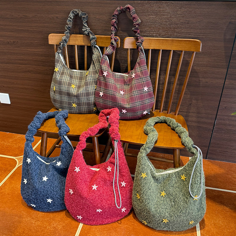 冬季新品包包简约复古风抽绳托特包半圆时尚百搭包包女,箱包皮具/热销女包/男包,时尚帆布包,淘宝优惠券,粉丝福利购,淘宝优惠卷