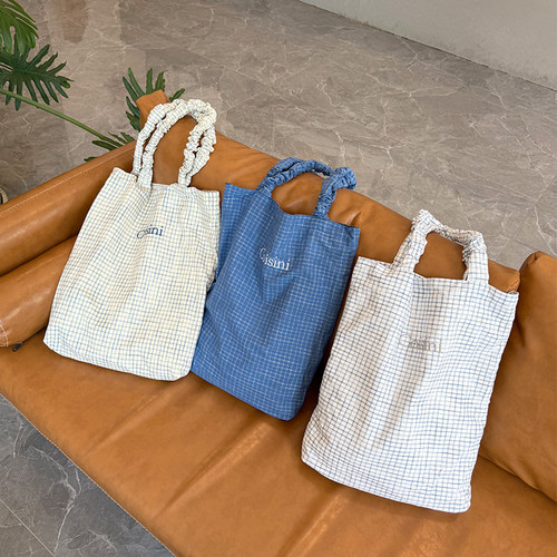 夏日新品韩系ins风彩色格子系列单肩包大容量休闲百搭款包包