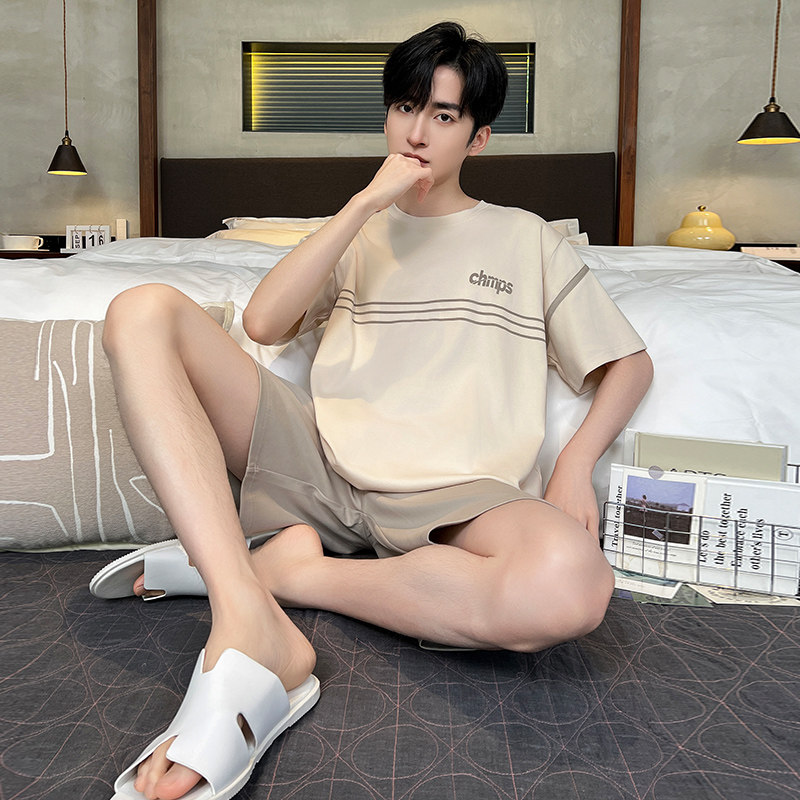 纯棉睡衣男款夏季短袖2025新款大码薄款可外穿男士青年家居服套装