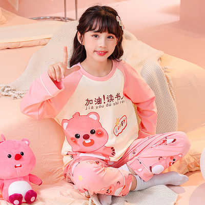 女童睡衣儿童春秋季纯棉薄款长袖小女孩卡通可爱中大童家居服套装