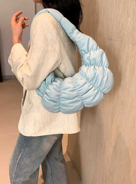 handbeg原创可颂包小众褶皱牛角包2024大容量腋下包托特包饺子包