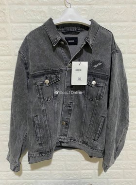 【ccL1】We11done 水洗做旧勋章牛仔夹克外套 黑灰色 蓝色