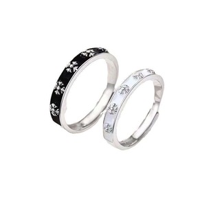 新款鸢尾花珐琅滴胶情侣戒指ins小众轻奢高级设计异地恋男女款开