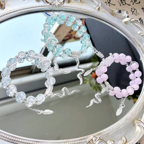 新年白蛇爆花串珠手链女本命年小众设计学生闺蜜手串礼物