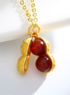 网红爆款好事花生项链女轻奢时尚幸运花生吊坠小众设计潮酷百搭