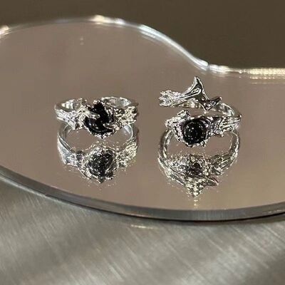 原创设计暗黑风戒指复古风尾戒情侣对戒男女潮流款嘻哈可调节