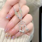 国风项链女 平安锁项链铃铛如意锁小众气质显白新中式 长乐