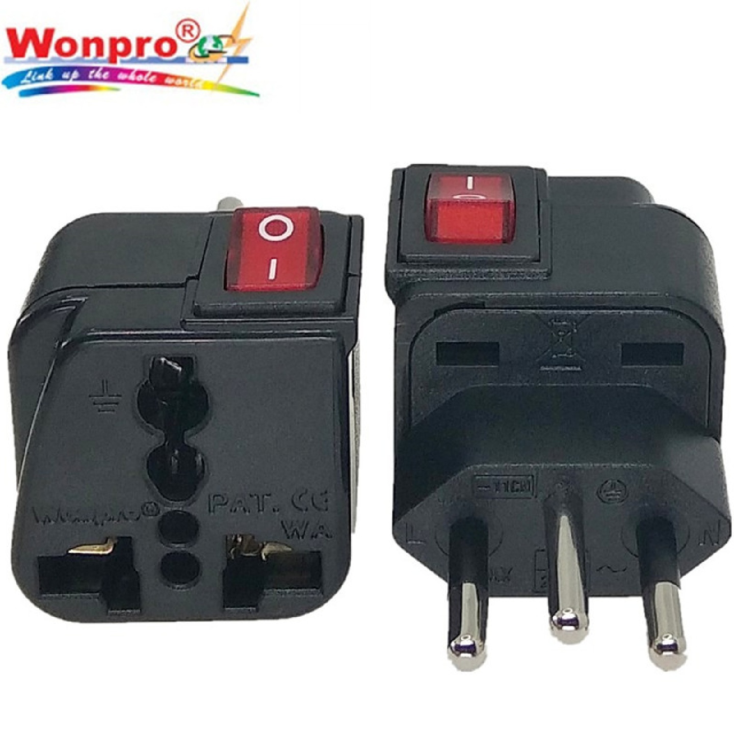 稳不落巴西标万用转换插头带开关