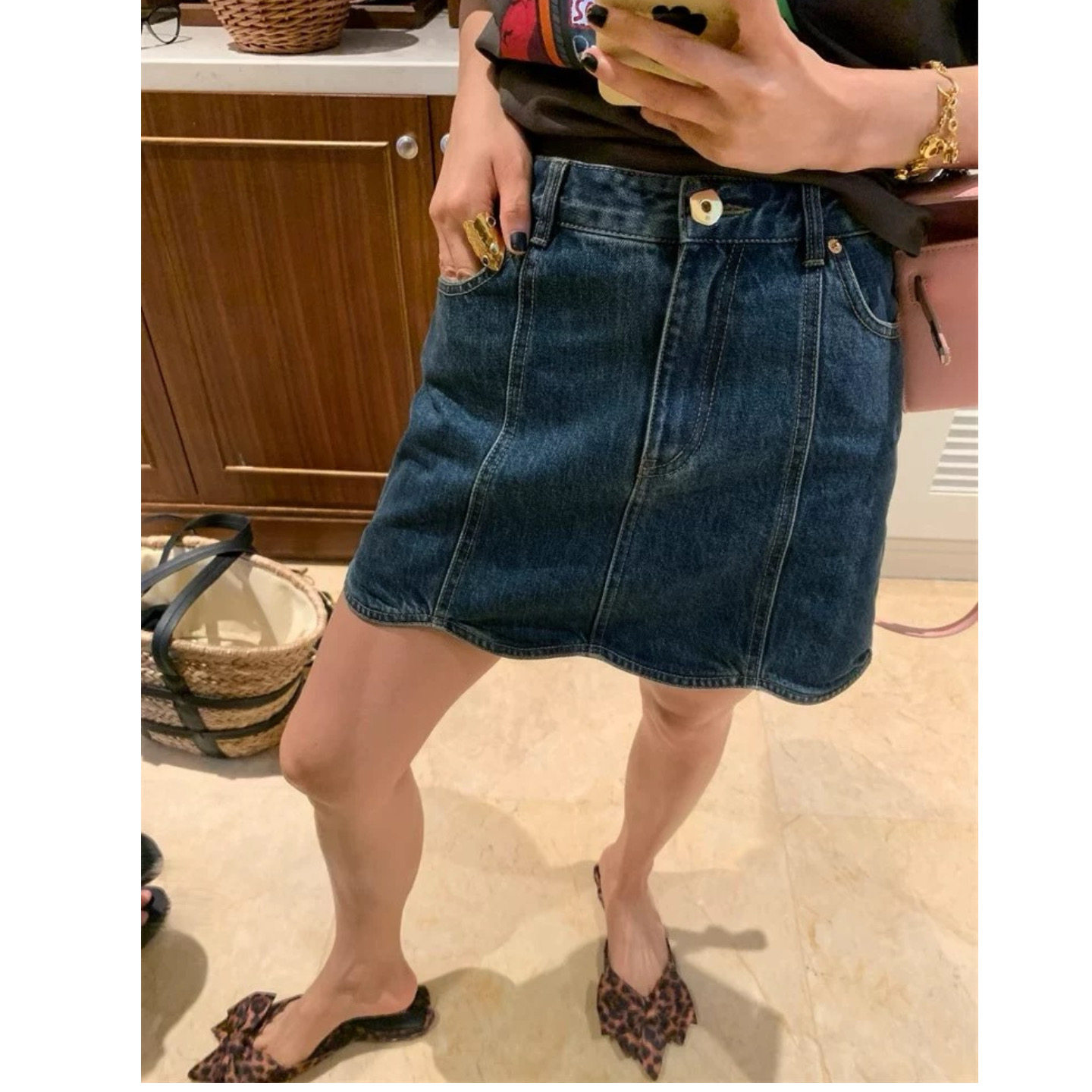 大碗plus定制大码女装微胖复古水洗牛仔短裙夏宽松显瘦A字半身裙