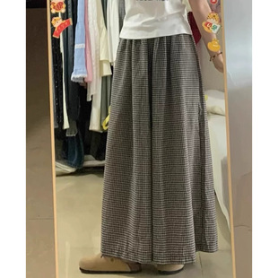 大碗plus定制大码女装微胖mm慵懒风格子裙裤夏宽松显瘦阔腿九分裤