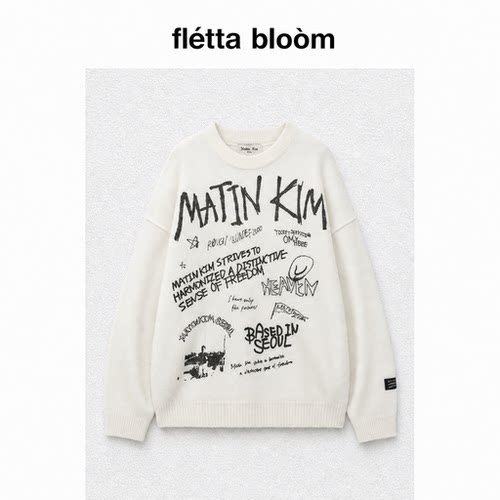 ●fletta bloom韩国潮牌matinkim针织衫宁艺卓同款MK字母涂鸦毛衣