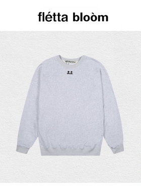 【现货】fletta bloom韩国小众潮牌RR宽松纯棉毛圈短款圆领卫衣女