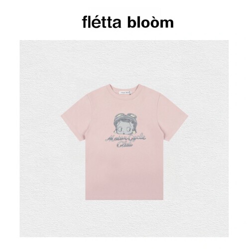 【现货】fletta bloom韩国小众VISUAL SPACE贝蒂印花短袖正肩T恤