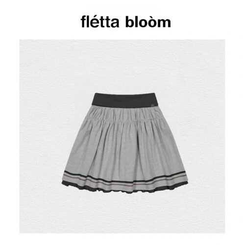 【现货】fletta bloom韩国coyseio花边拼接中裙高腰褶皱A字半身裙