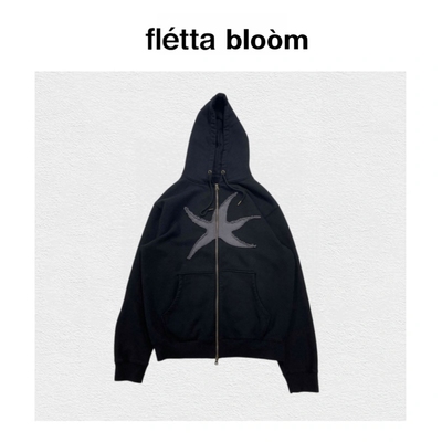 【现货】fletta bloom韩国潮牌TCM五角星印花长袖连帽卫衣外套女