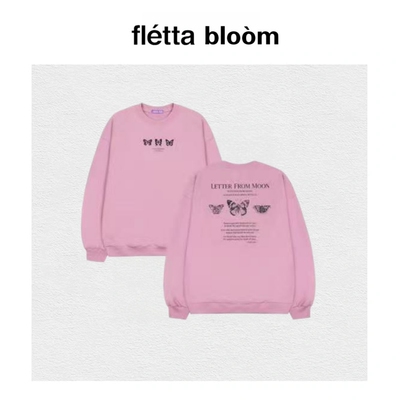 【现货】fletta bloom包上恩同款韩国圆领蝴蝶刺绣宽松百搭卫衣女
