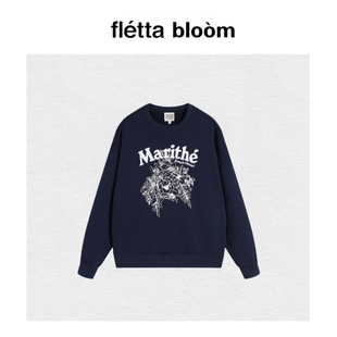 bloom韩国Marithe重工字母立体刺绣花朵宽松卫衣 fletta 现货