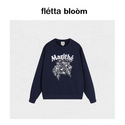 【现货】fletta bloom韩国Marithe重工字母立体刺绣花朵宽松卫衣