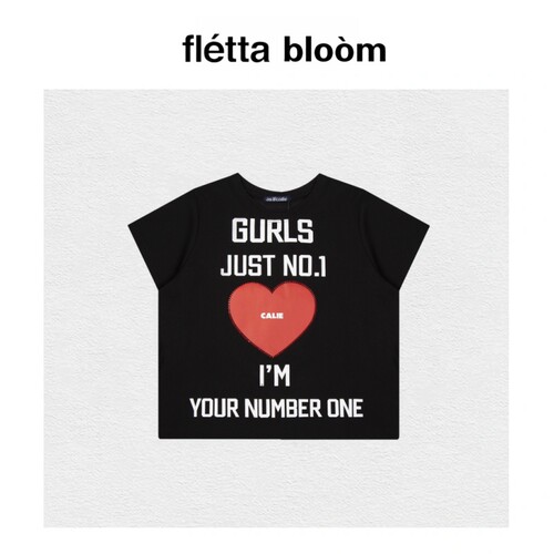 【现货】fletta bloom韩国asifcalie短袖字母印花爱心短款T恤上衣