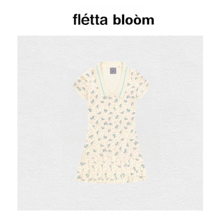 【现货】fletta bloom Ashley兔子印花短袖修身百褶短裙连衣裙女