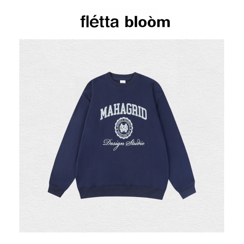【现货】fletta bloom章若楠同款圆领长袖卫衣MGD徽章宽松上衣