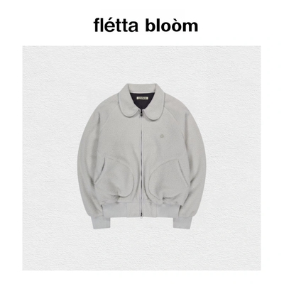 【现货】fletta bloom韩国coyseio拉链开衫摇粒绒羊羔毛棒球夹克
