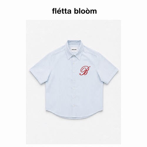 ●fletta bloom韩国badblood bcac系列美式辣妹条纹短袖衬衫衬衣
