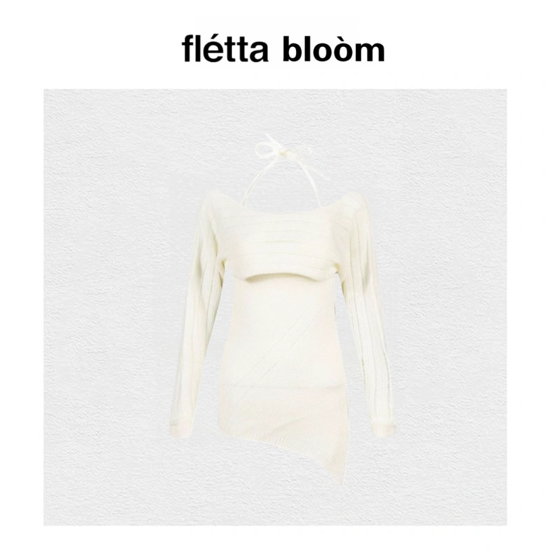 【现货】fletta bloom韩素霞同款不规则针织挂脖吊带背心罩衫套装