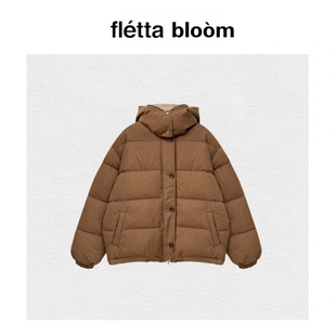 【现货】fletta bloom韩国Objet两面穿宽松保暖翻领短款羽绒服女