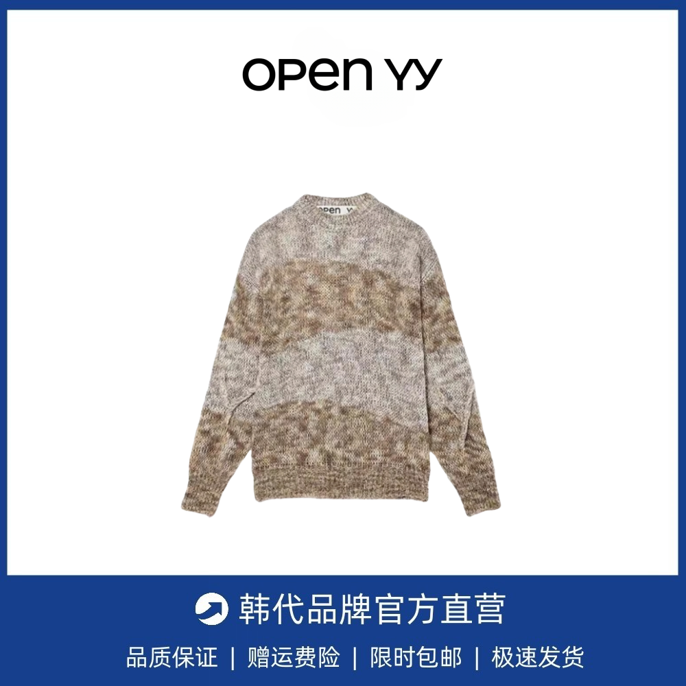 【现货】韩国小众open yy 棉羊毛混色毛衣圆领套头休闲针织衫长袖