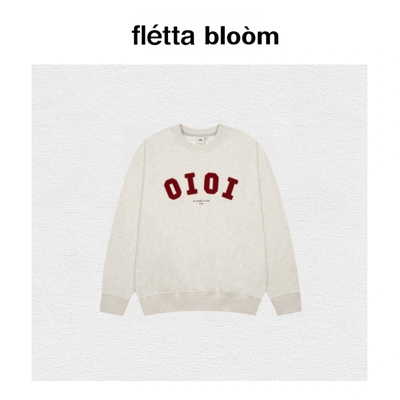【现货】fletta bloom韩国oioi休闲学院风字母撞色刺绣圆领卫衣女