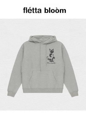 【现货】fletta bloom韩国小众潮牌OPENYY猫咪喷墨印花加绒连帽女