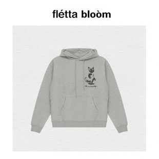 bloom韩国小众潮牌OPENYY猫咪喷墨印花加绒连帽女 fletta 现货