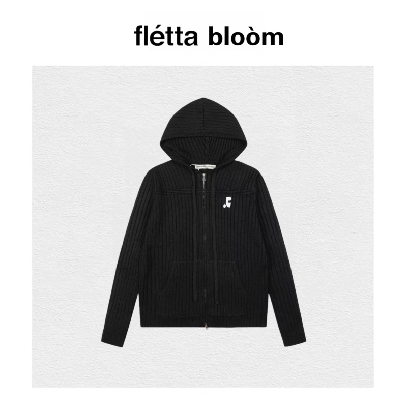 【现货】fletta bloom韩国小众潮牌连帽针织开衫秋冬款RR毛衣外套